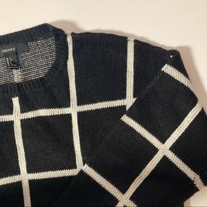Black and White Grid Knit Sweater